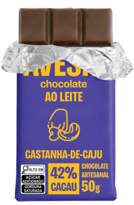 Castanha de Caju Chocolate ao Leite 42% 50g Open